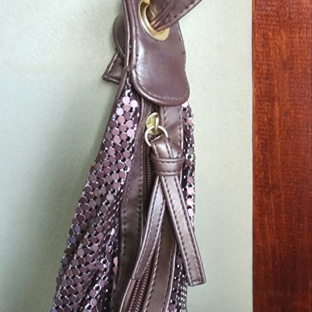 Paradox Bronze Metallic Hobo Shoulder Bag - Picture 3 of 11